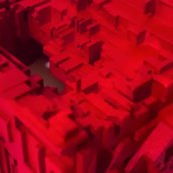 Red architectural study model by Martim Brio